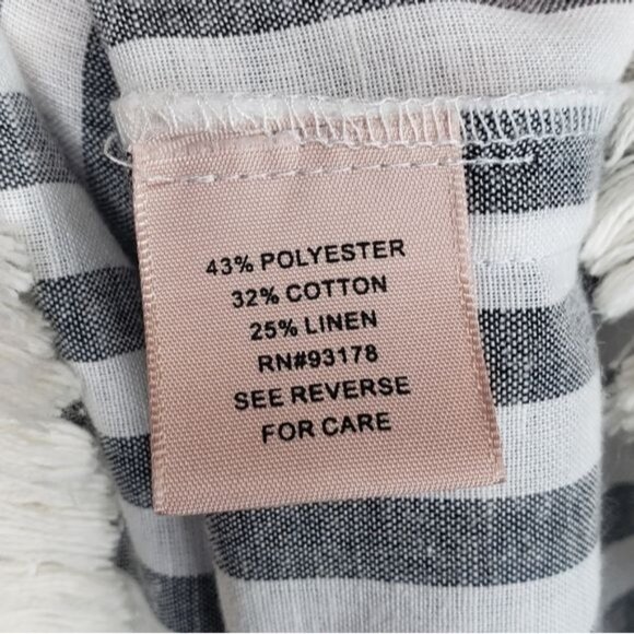 Philosophy Embroidered Striped Fringe Trim Ballon Sleeve Shift Dress Size L - Picture 7 of 9